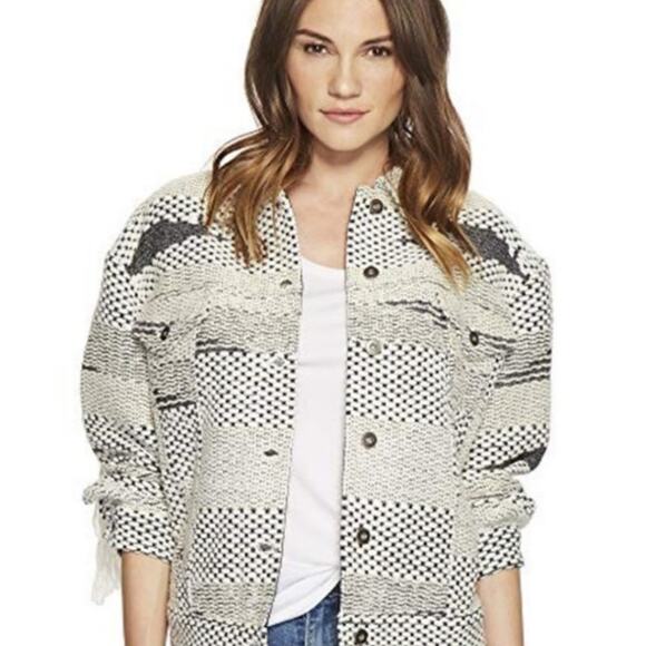 Levi's Made And Crafted Wool Fringe Jacket Womens Large Cream Boho Trucker - Picture 2 of 14